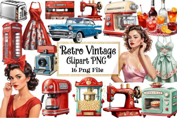 Download 1950s Retro Vintage Clipart Bundle - Vintage clipart Collection