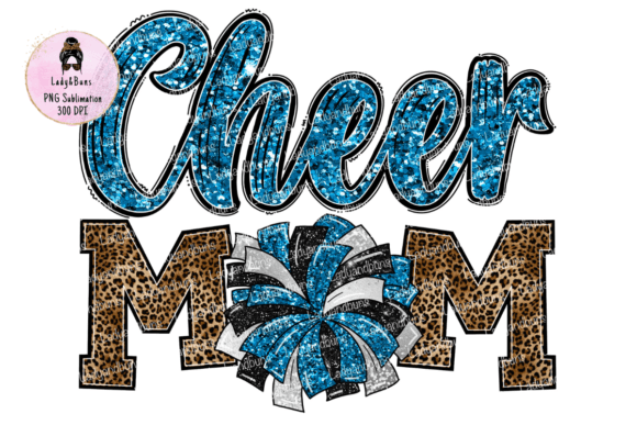 Download Glitter Cheer Mom Blue Pompom Leopard - Premium Resources