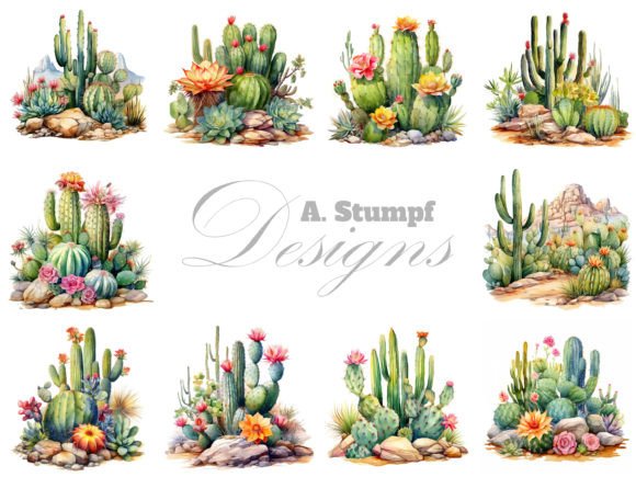 Download Cactus Watercolor Plants Clipart Bundle - Watercolor plants Collection