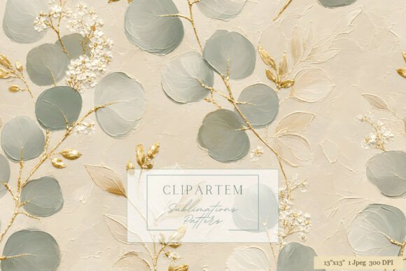 Download Sage Eucalyptus Gold Botanical Pattern - Botanical pattern Collection