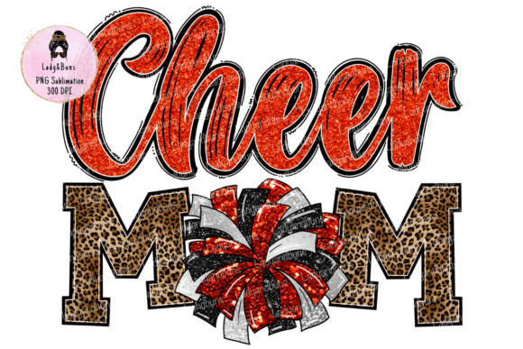 Download Glitter Cheer Mom Orange Black Pompom - Premium Resources