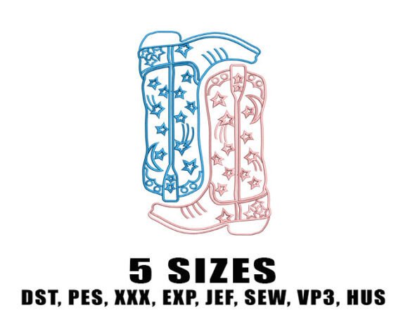 Download Star Cowboy Boots Embroidery Design - Boots Collection