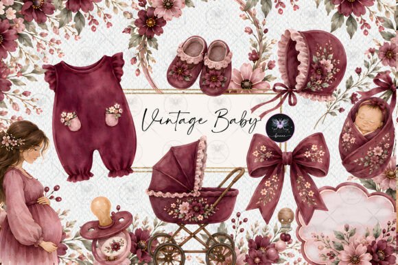 Download Burgundy Baby Vintage Clipart - Vintage clipart Collection