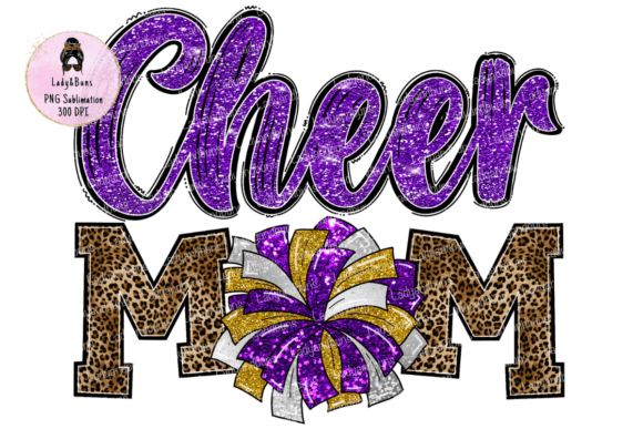 Download Glitter Cheer Mom Purple Gold Pompom - Pompom Collection