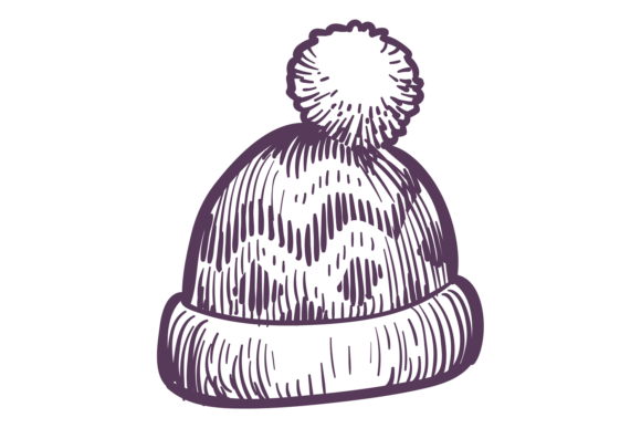 Download Pompom Hat. Hand Drawn Kid Wool Beanie - Pompom Collection